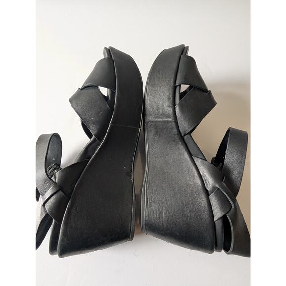 KORK-EASE Ava 2.0 Leather Wedge Platform Sandals Black K37303 Women's 9M - Picture 11 of 12